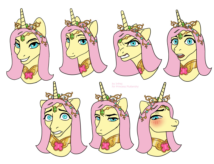 absurd_res alternate_form alternate_hairstyle alternate_universe anthro context_at_source crown element_of_kindness emoticon equid equine female fluttershy_(mlp) friendship_is_magic hi_res horn horse infrej mammal my_little_pony pony princess_fluttershy solo tiara winged_unicorn wings ych_result
