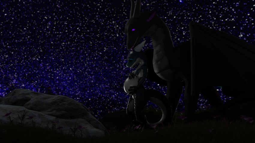 16:9 2021 3d_(artwork) 4k abdominal_bulge absurd_res belly belly_expansion belly_rub blender_(software) detailed_background digital_media_(artwork) dragon duo ender ender_malcolm english_text expansion female feral flower genitals grass hi_res huge_filesize kobold licking male male/female night niko_stargazer nude plant pregnant pregnant_female pussy rock scales sky star text tongue tongue_out widescreen wings