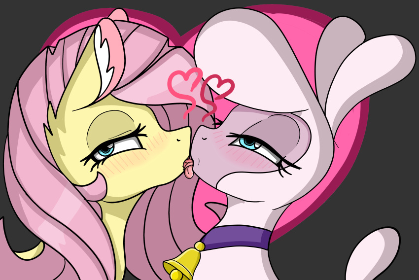 &lt;3 2020 absurd_res bedroom_eyes bell bell_collar blue_eyes blush bovid caprine collar crossover cuddlelamb domestic_sheep duo equid equine female female/female feral fluttershy_(mlp) french_kissing friendship_is_magic grey_background hair hasbro hi_res horse interspecies kissing lidded_eyes looking_aside looking_at_viewer looking_pleasured mammal mane my_little_pony narrowed_eyes pegasus pink_hair pink_mane pom_(tfh) pony seductive sheep simple_background teal_eyes them's_fightin'_herds tongue white_body wings yellow_body