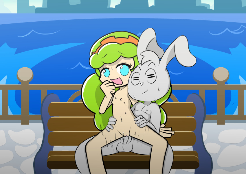 absurd_res anthro anthro_penetrating anthro_penetrating_human balls duo erection ess_(puyo_puyo_tetris) female female_on_anthro female_penetrated genitals green_hair hair hi_res human human_on_anthro human_penetrated interspecies lagomorph leporid male male/female male_on_human male_penetrating male_penetrating_female mammal nate_(mindnomad) nipples nude penetration penile penile_penetration penis penis_in_pussy pussy puyo_puyo puyo_puyo_tetris rabbit sex smile tetris thunderfap vaginal vaginal_penetration video_games young