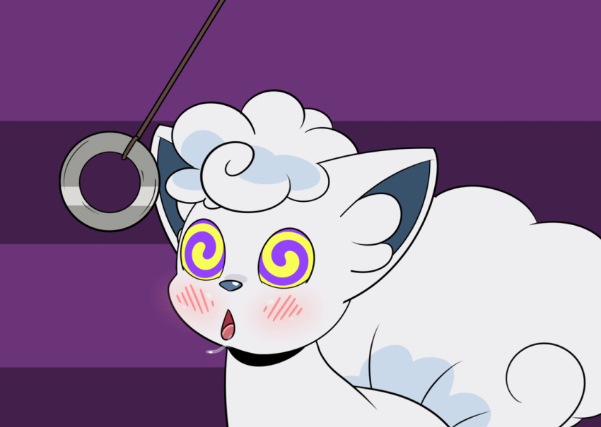 alolan_vulpix ambiguous_gender animated blush bodily_fluids drooling feral hypnosis mind_control nintendo not_a_furfag open_mouth pattern_background pendulum pok&eacute;mon pok&eacute;mon_(species) regional_form_(pok&eacute;mon) saliva short_playtime simple_background solo spiral_eyes striped_background tongue tongue_out video_games