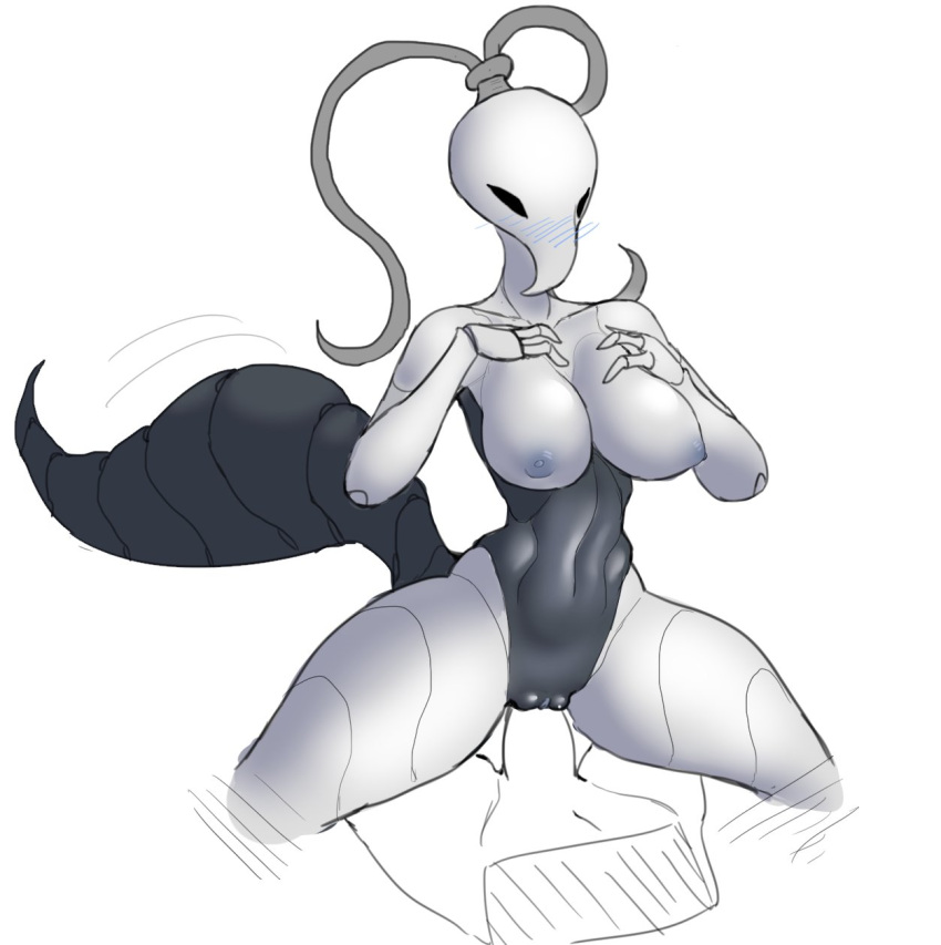 2021 antennae_(anatomy) anthro areola arthropod arthropod_abdomen artlegionary big_breasts black_body blush breasts clitoral_hood cowgirl_position disembodied_penis duo empty_eyes erection fecharis female female_focus female_on_top female_penetrated from_front_position genitals hand_on_breast hi_res hollow_knight insect iselda_(hollow_knight) kneeling looking_down lying male male/female male_penetrating navel nipples non-mammal_breasts on_back on_bottom on_top penetration penis portrait pussy sex solo_focus spread_legs spreading team_cherry three-quarter_portrait vaginal vaginal_penetration video_games white_body