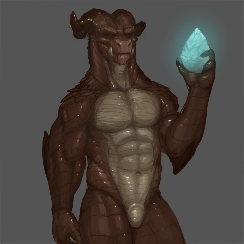 1:1 abs anthro azathura crystal dragon hi_res horn male muscular navel nude pecs scales scalie solo