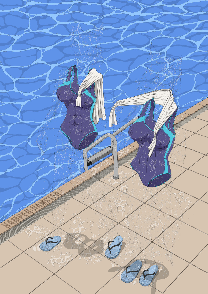 absurd_res anthro athletic athletic_anthro berger_blanc_suisse camel_toe canid canine canis clothing domestic_dog duo female flip_flops footprints footwear fur grossspitz hamperhamster herding_dog hi_res invisible mammal nica_schaefer nipple_outline one-piece_swimsuit pastoral_dog poolside raina_von_weiss sandals shadow signature sport_swimsuit swimwear tile towel towel_around_neck towel_on_shoulder water wet wet_body wet_fur