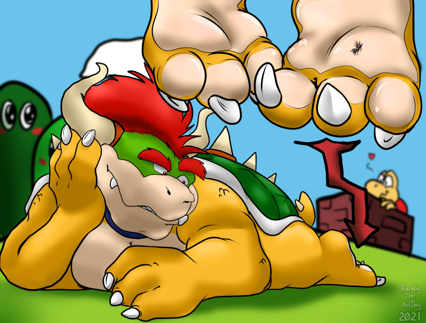 3_toes anthro bowser bowser_day claws feet foot_fetish foot_focus hi_res koopa male male/male mario_bros micro nintendo randytheartdog scalie soles solo toe_claws toes video_games