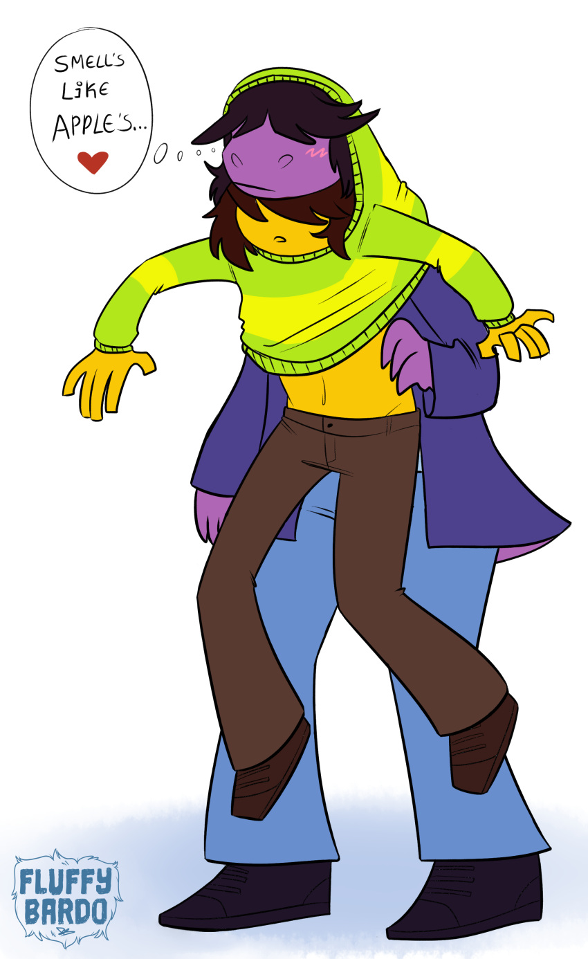 absurd_res clothed clothing deltarune duo fluffybardo hi_res human invalid_tag kris_(deltarune) mammal scalie susie_(deltarune) text undertale_(series) video_games