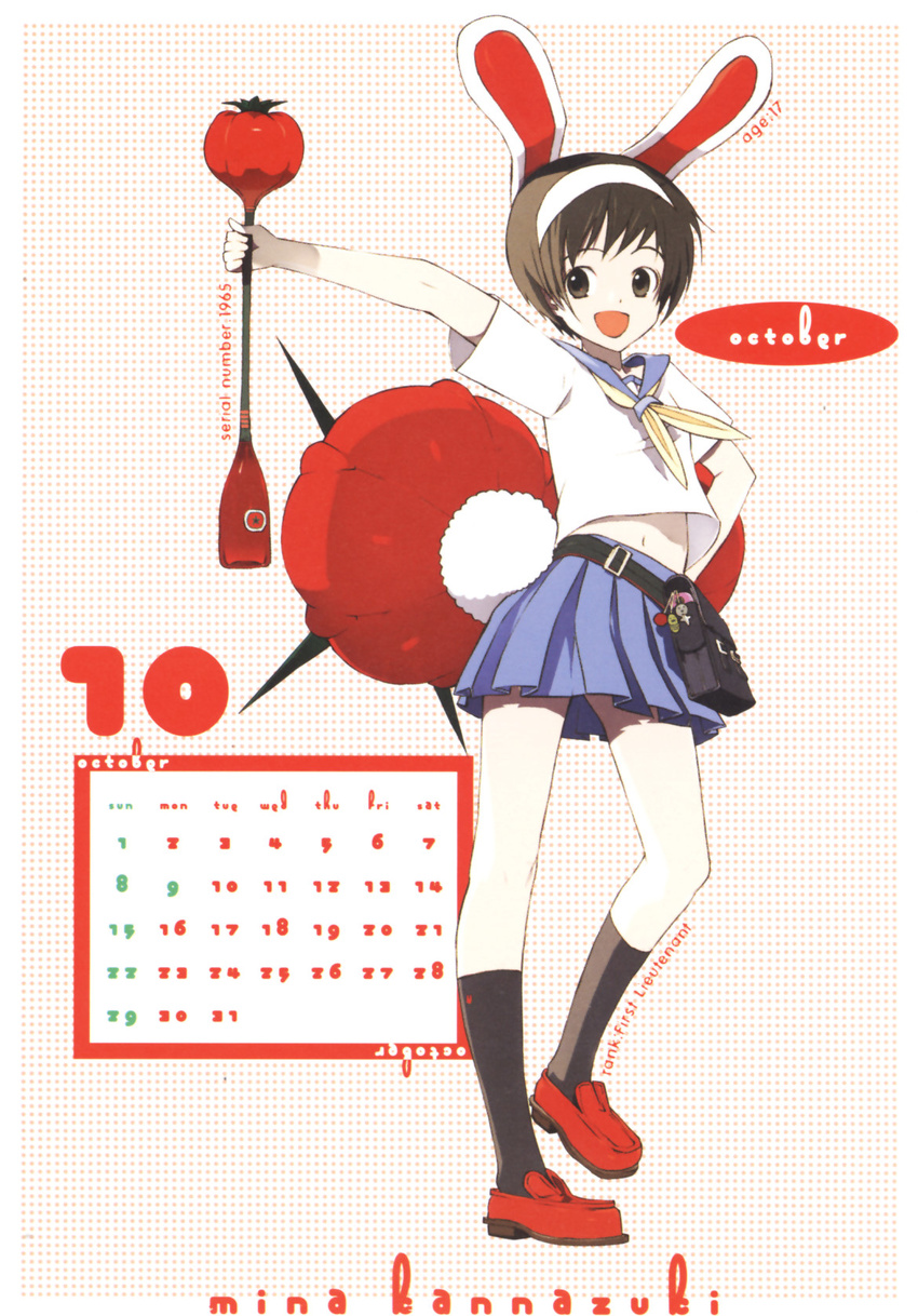 animal_ears bunny_ears calendar getsumen_to_heiki_mina kannazuki_mina okama seifuku