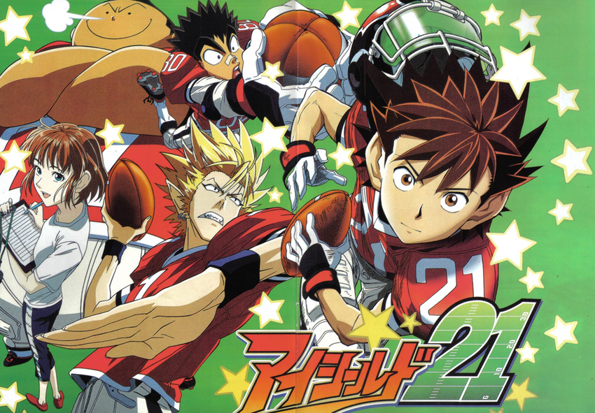 anezaki_mamori eyeshield_21 hiruma_yoichi kobayakawa_sena kurita_ryokan raimon_taro