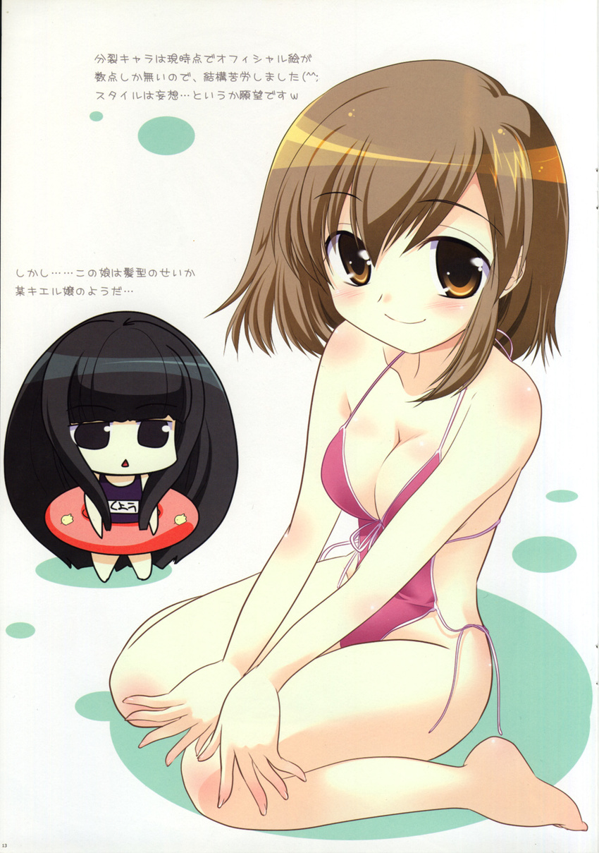 chibi cleavage sasaki suou_kuyou suzumiya_haruhi_no_yuuutsu swimsuits watsuki_ayamo