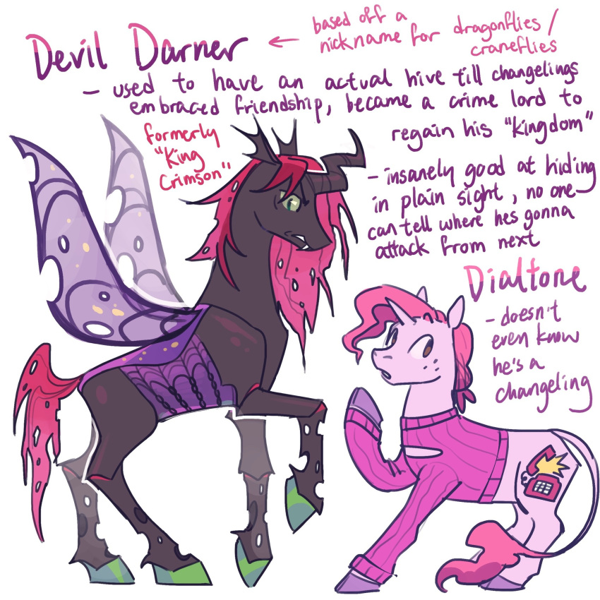 alternate_species arthropod changeling clothed clothed_feral clothing cloven_hooves diavolo_(jjba) dual_persona duo equid equine exoskeleton fangs feral feralized freckles friendship_is_magic furrification hair hasbro hi_res hooves horn horse jojo's_bizarre_adventure male mammal my_little_pony pink_body pink_hair ponification pony regularcitrus sweater tail tail_tuft teeth topwear tuft unicorn unicorn_horn vinegar_doppio