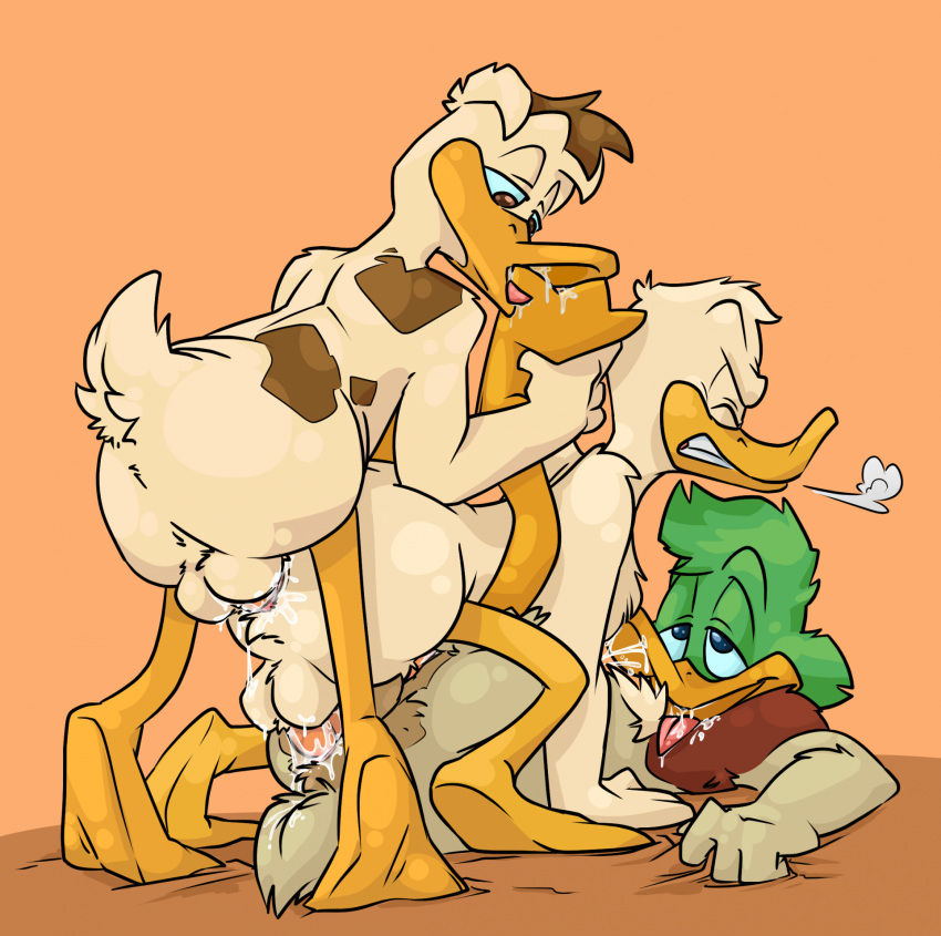 anatid anseriform anthro avian bird bodily_fluids cum cum_in_ass cum_in_mouth cum_inside disney donald_duck duck feet foot_fetish foot_in_mouth foot_play genital_fluids group hi_res koopakrazy85 male male/male modjo tale_(taleofnobody) trio