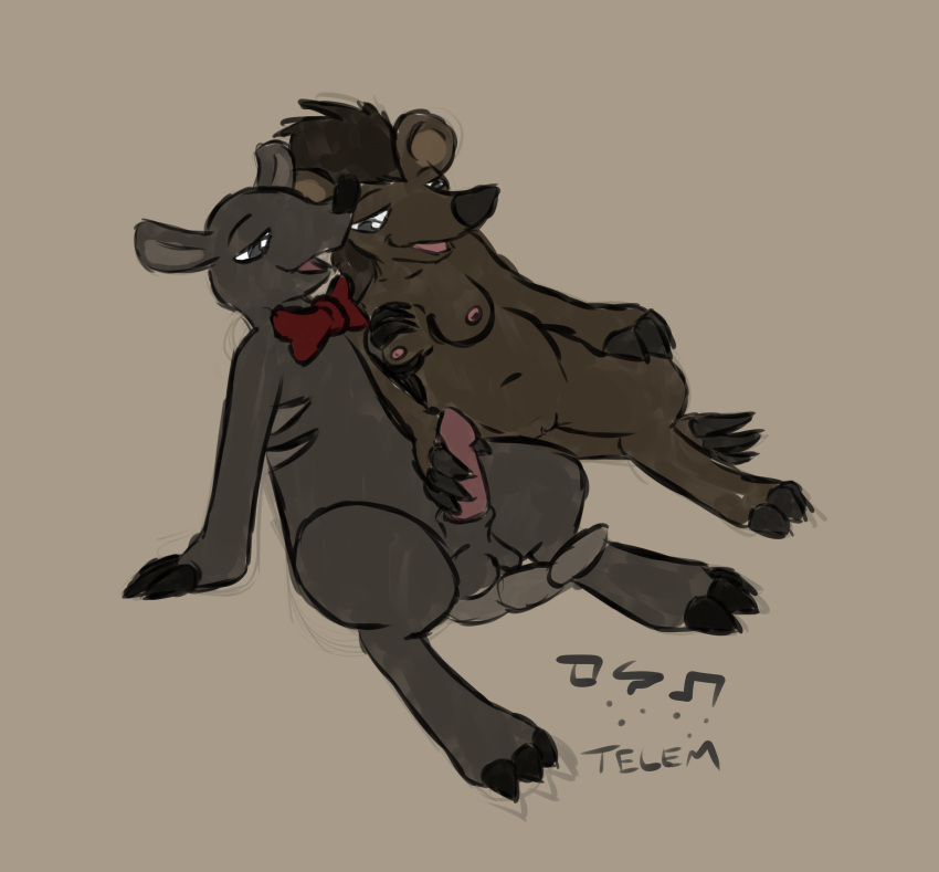 3_toes 4_fingers absurd_res amialido_amdodo amialido_amdodo_(copyright) anthro armadillo balls bow_tie bow_tie_only breast_grab breasts brown_body brown_fur brown_hair claws colored_sketch duo feet female fingers fur genitals hair hand_on_breast handjob hi_res male male/female mammal markings mostly_nude nipples penile porcupine pussy rodent sex shielle_spineback sitting sketch striped_markings stripes telem toes xenarthran