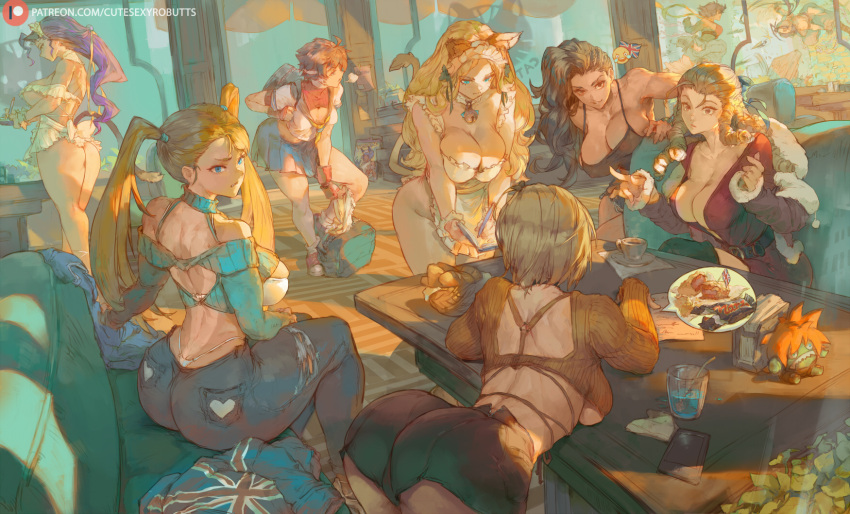 6+girls ass bare_shoulders black_hair blonde_hair breasts brown_hair cammy_white commission cutesexyrobutts highres huge_ass huge_breasts kanzuki_karin kasugano_sakura large_breasts laura_matsuda long_hair makoto_(street_fighter) multiple_girls purple_hair rainbow_mika rose_(street_fighter) short_hair street_fighter