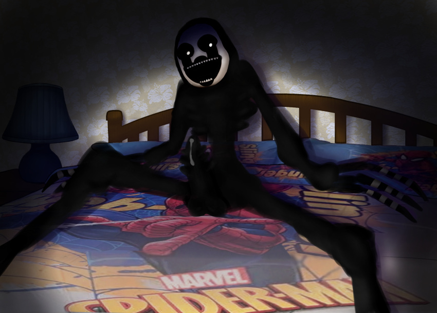 absurd_res bedroom bodily_fluids cum dripping five_nights_at_freddy's five_nights_at_freddy's_2 five_nights_at_freddy's_4 genital_fluids genitals hi_res humanoid male marionette_(fnaf) nightmarionne_(fnaf) penis resactoty scottgames solo