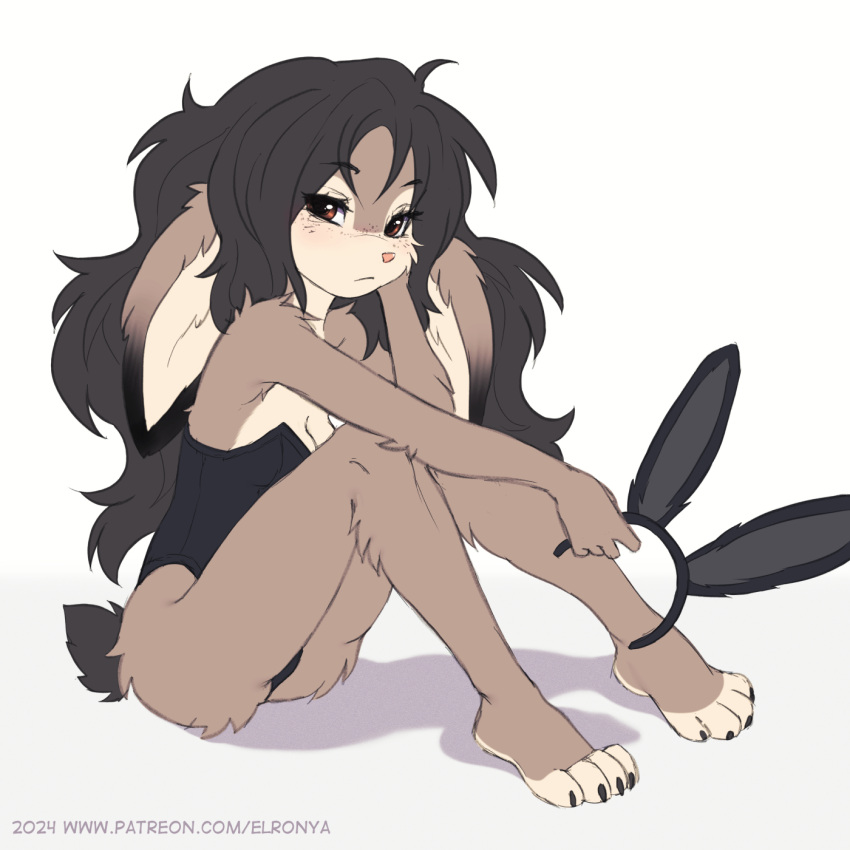 anthro clothing costume elronya fake_ears fan_character female freckles hair hi_res lagomorph leporid long_hair mammal rabbit ronya short_tail solo suvi_(elronya) tail