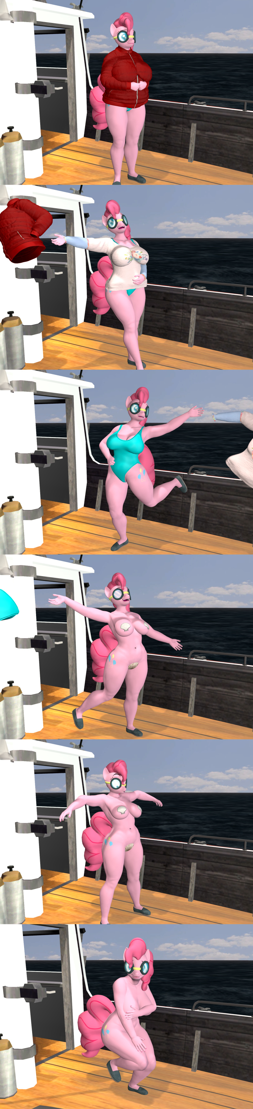 absurd_res anthro breasts clothing convenient_censorship covering covering_breasts covering_crotch disney embarrassed equid equine eyewear female friendship_is_magic goggles goofy_(disney) hasbro hi_res horse long_image looking_at_viewer mammal my_little_pony navel one-piece_swimsuit oops papadragon69 pasties pinkie_pie_(mlp) pony public public_exposure public_nudity realization references seashell_panties seashell_pasties sheepish_grin solo swimming_goggles swimwear tall_image tearing_own_clothing toony undressing undressing_self