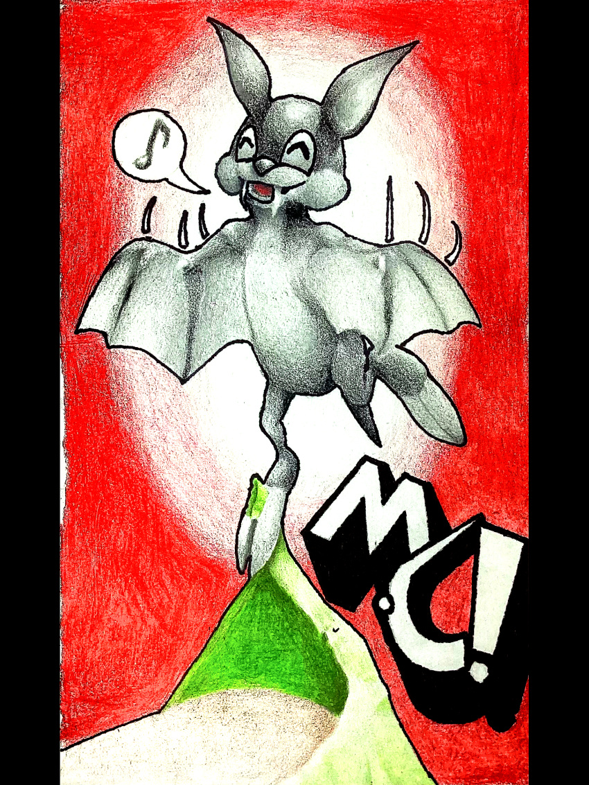 3:4 bat black_body black_fur conker conker's_bad_fur_day fur hi_res leaf-nosed_bat male mammal marthan_crowl_(artist) microbat rareware red_background simple_background solo solo_focus vampire_bat yangochiropteran