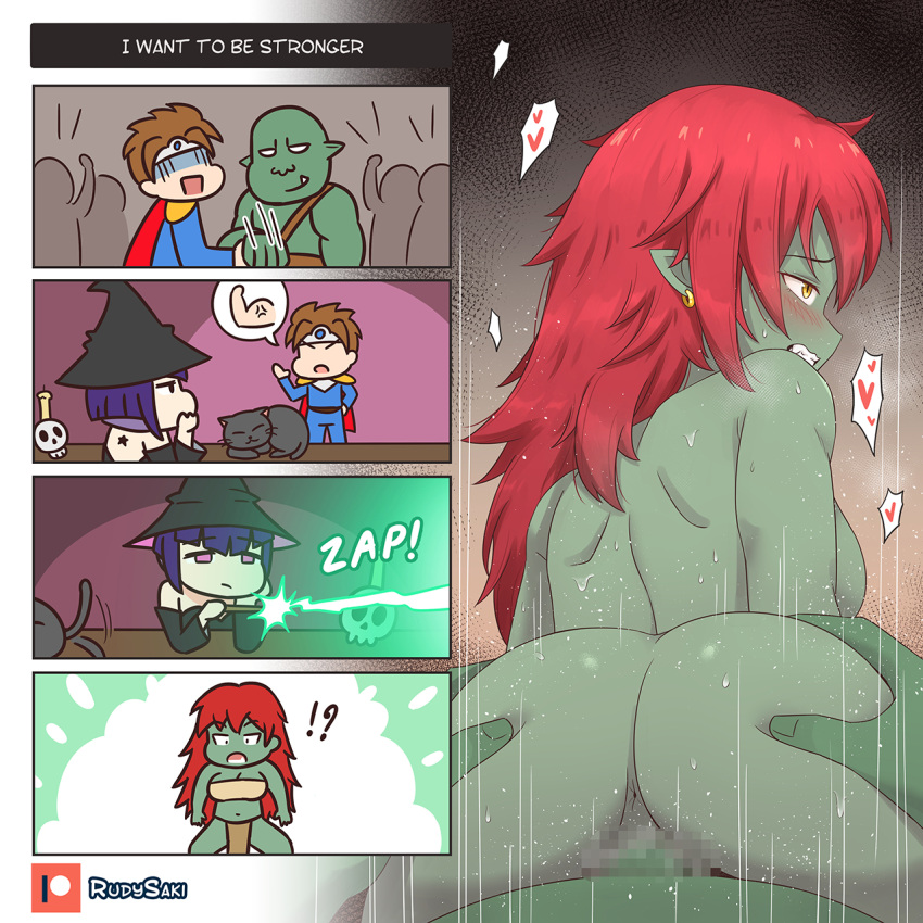 1:1 2024 4koma ?! anus arm_wrestling big_breasts big_butt black_clothing black_hat black_headwear blue_bottomwear blue_clothing blue_pants blue_shirt blue_topwear bottomwear breasts brown_bottomwear brown_clothing brown_hair brown_loincloth butt butt_grab cape censored clenched_teeth clothing comic domestic_cat ear_piercing ear_ring eye_roll felid feline felis female female_focus female_penetrated gender_transformation hair hand_on_butt hat headgear headwear heart_symbol hi_res human_to_humanoid humanoid humanoid_focus humanoid_on_humanoid humanoid_penetrated humanoid_penetrating humanoid_penetrating_humanoid humanoid_pointy_ears intraspecies loincloth long_hair magic magic_user male male/female male_penetrating male_penetrating_female mammal mosaic_censorship motion_lines mtf_transformation not_furry onomatopoeia orc pants penetration piercing questionable_consent red_cape red_clothing red_hair ring_piercing rudysaki sex shirt solo_focus sound_effects species_transformation tan_clothing tan_topwear teeth text topwear transformation uncensored_version_at_paywall vaginal vaginal_penetration witch witch_hat