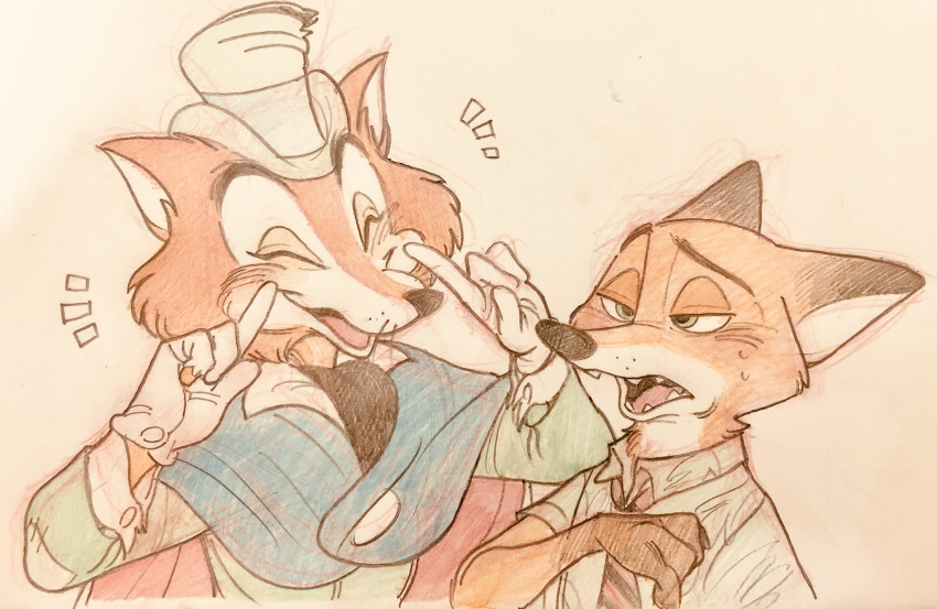 "honest"_john_foulfellow 2018 anthro black_nose canine clothed clothing disney fox fur hat hi_res male mammal nick_wilde pinocchio simple_background uochandayo zootopia