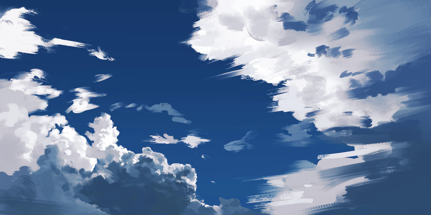 blue_sky cloud cloudy_sky day highres nature no_humans original outdoors ryokucha_manma scenery sky sunlight