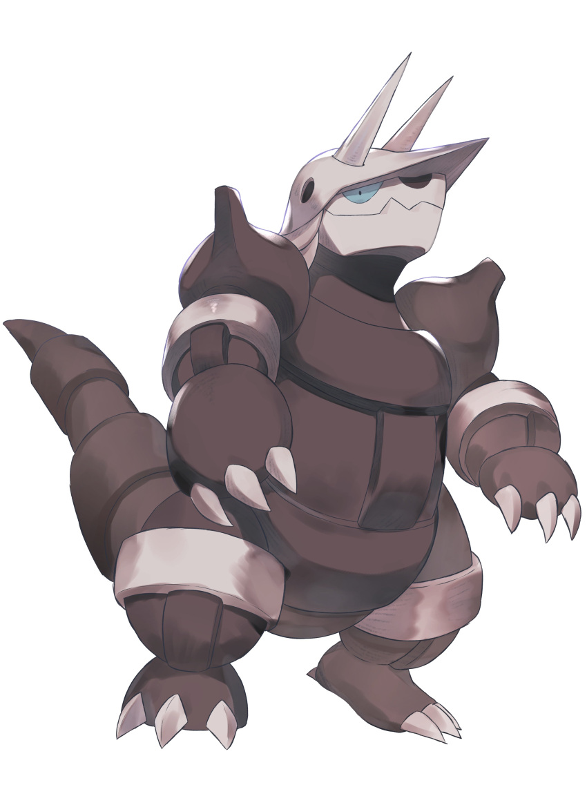 absurdres aggron blue_eyes claws closed_mouth full_body highres looking_at_viewer no_humans odd_(hin_yari) pokemon pokemon_(creature) simple_background solo standing white_background