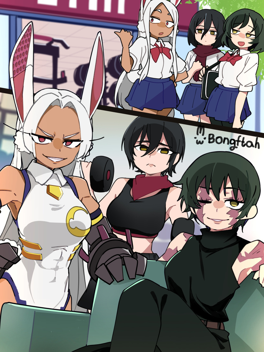 2026 5_fingers abs absurd_res animal_humanoid arm_scar athletic athletic_female athletic_human athletic_humanoid attack_on_titan barbell before_and_after belt biceps big_breasts black_bottomwear black_bra black_clothing black_eyebrows black_hair black_legwear black_pants black_purse black_skirt black_sports_bra black_sweater black_topwear black_underwear blue_bottomwear blue_clothing blue_leotard blue_skirt bongftah bottomwear bra breasts brown_belt building burn_scar closed_frown clothed clothed_female clothed_human clothed_humanoid clothing collared_shirt crossover day deltoids disability dress_shirt dumbbell eyebrows eyelashes facial_scar female female_human female_humanoid fingers frown furniture gesture green_eyes green_hair green_sofa grin group gym hair hand_gesture hi_res holding_dumbbell holding_object human humanoid inside jujutsu_kaisen kerchief lagomorph lagomorph_humanoid legwear leotard leporid_humanoid lips long_eyelashes long_hair looking_at_viewer looking_back maki_zenin mammal mammal_humanoid midriff mikasa_ackerman mouth_closed multicolored_clothing multicolored_leotard my_hero_academia neckerchief neckwear one_eye_closed outside pants pink_inner_ear pink_lips plant pleated_skirt pointing prosthetic prosthetic_arm prosthetic_ear prosthetic_limb purse rabbit_humanoid red_eyes red_kerchief red_neckerchief red_scarf rumi_usagiyama scar scarf school_uniform shirt short_hair short_sleeves signature sitting skirt sleeveless_sweater smile sofa sports_bra standing sweater tan_body tan_skin teeth topwear tree trio underwear uniform weights white_clothing white_ears white_eyebrows white_hair white_leotard white_shirt white_topwear window yellow_clothing yellow_eyes yellow_leotard