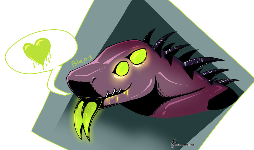 &lt;3 acrid alpha_channel ambiguous_gender artist_name blep bust_portrait digital_drawing_(artwork) digital_media_(artwork) feral glowing glowing_eyes glowing_tongue hi_res masterzoroark666 multi_eye portrait risk_of_rain risk_of_rain_2 scalie sharp_teeth simple_background smile solo speech_bubble spikes spines teeth tongue tongue_out