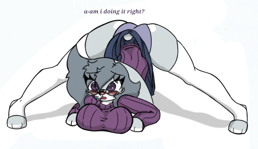 anthro big_breasts big_butt breasts butt clothing disney female jack-o'_pose pace-maker panties pose solo sweater topwear underwear violet violet_hopps wildehopps zootopia