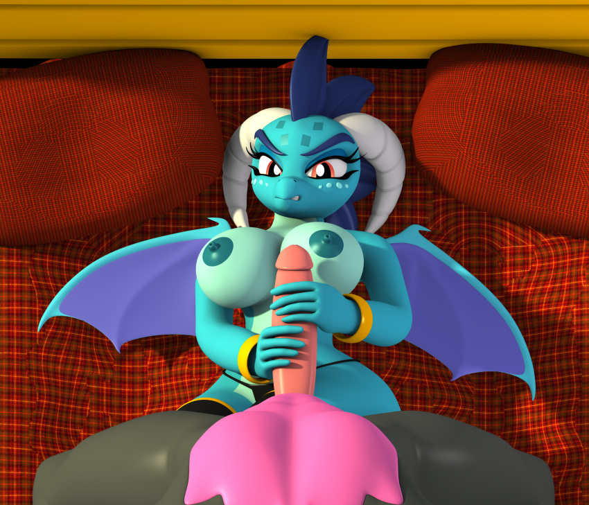3d_(artwork) absurd_res angry anthro argos90 big_breasts blender_(software) breasts digital_media_(artwork) dragon female first_person_view friendship_is_magic handjob hasbro hi_res male male/female my_little_pony penile princess_ember_(mlp) sex solo