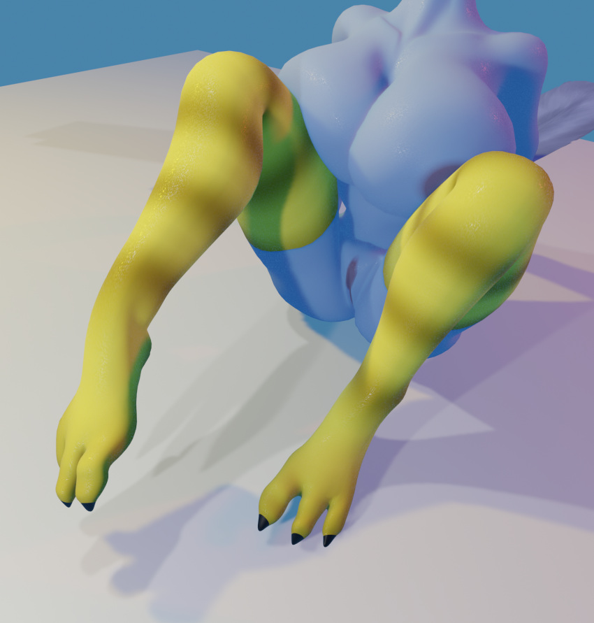 anthro avian bird bird_feet breast_squish breasts clothing collarbone feet female hi_res legwear ornateraven providence quaffo solo squish stockings