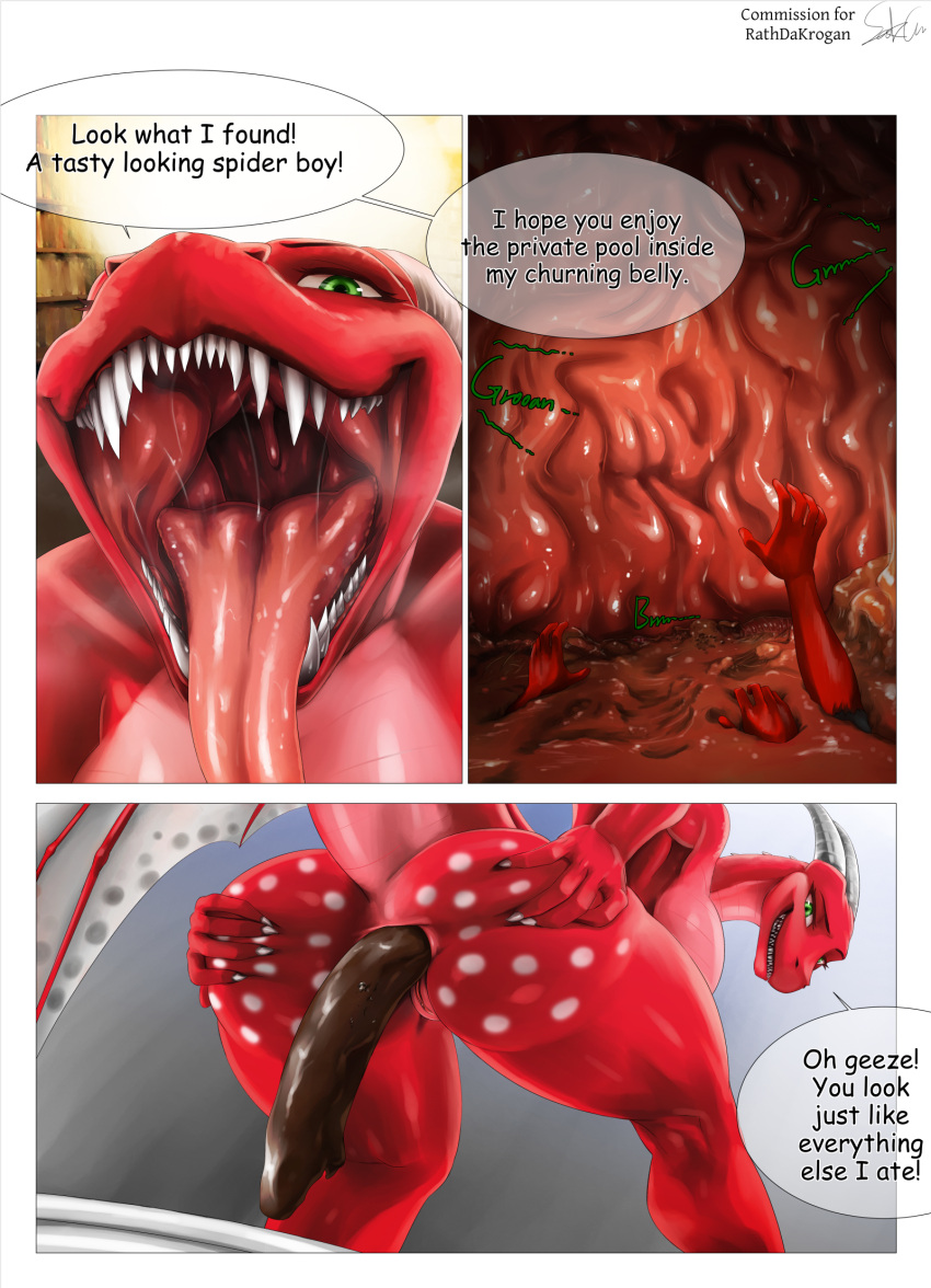anthro butt digestion dragon duo english_text fatal_vore feces female hi_res male male/female nude open_mouth oral_vore organs red_dragon scat seekgr spread_butt spreading stomach text throat tongue tongue_out vore wings