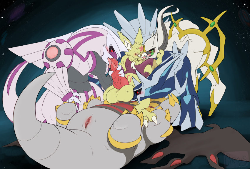 anthro anthro_on_feral arceus astrix ball_nuzzling balls barbed_dick bestiality big_balls big_feet big_penis cirkus claws dialga feet fellatio female female_harem feral genitals giratina group group_sex harem hi_res interspecies kadabra kissing legendary_pok&eacute;mon licking lying making_out male male/female nintendo on_back oral palkia penile penis penis_lick pok&eacute;mon pok&eacute;mon_(species) pok&eacute;philia pussy saggy_balls sex space tongue tongue_out video_games wings worship