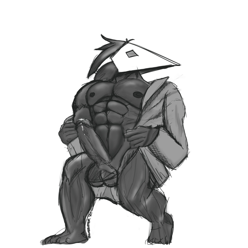 1:1 abs absurd_res anthro deltarune erection framebuffer hi_res kneeling looking_at_viewer male male/male mask muscular muscular_male pecs sketch solo swatch_(deltarune) swatchling_(deltarune) unclothing undertale_(series) video_games