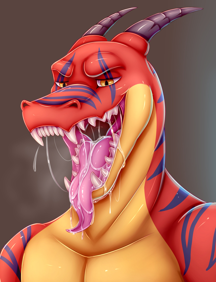 absurd_res anthro bodily_fluids dragon drooling hi_res icon male mouth_shot open_mouth pose saliva slobber solo teeth throat tongue tongue_out tsukithecat zyro zyrothedragon