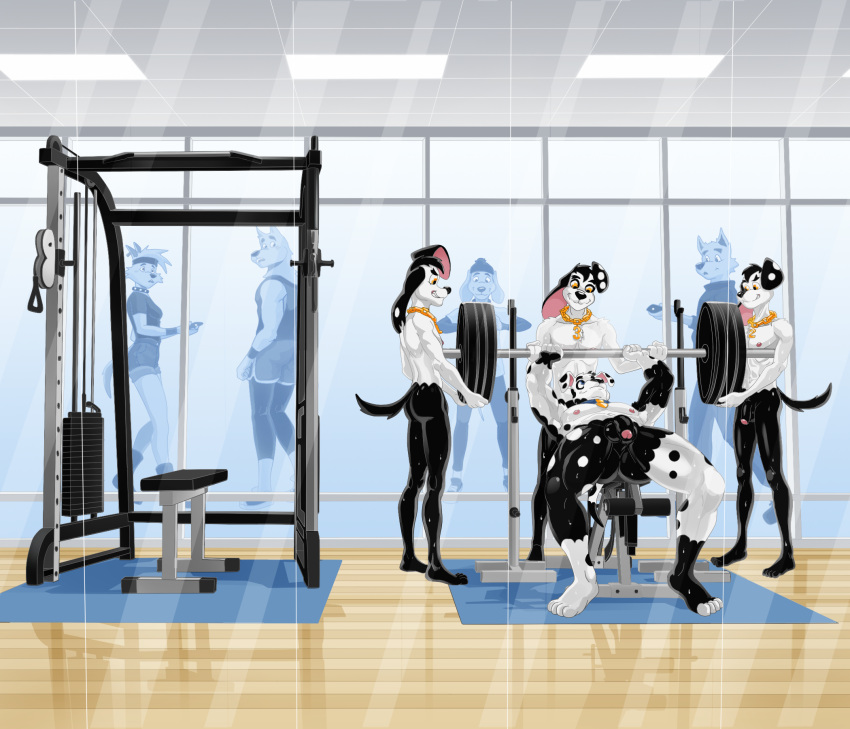 101_dalmatian_street 101_dalmatians abs aged_up anthro anthrofied areola balls beanie biceps bodily_fluids bottomwear brother_(lore) brothers_(lore) canid canine canis cellphone clothed clothing collar collar_only dal101strefan dalmatian digital_media_(artwork) dimitri_1_(101_dalmatians) dimitri_2_(101_dalmatians) dimitri_3_(101_dalmatians) dimitri_trio_(101_dalmatians) disney domestic_dog doug_(101_dalmatians) electronics exercise exhibitionism father_(lore) father_and_child_(lore) father_and_son_(lore) feet fingerless_gloves flaccid footwear foreskin fur genitals gloves group gym handwear hat headgear headwear hi_res holding_cellphone holding_object holding_phone holding_smartphone holding_weights humanoid_genitalia humanoid_penis jewelry looking_at_another lying male mammal mature_anthro mature_male muscular muscular_anthro muscular_male navel neck_chain necklace necklace_only nipples nude on_back pants parent_(lore) parent_and_child_(lore) parent_and_son_(lore) partially_retracted_foreskin pecs penis phone recording shirt shoes shorts sibling_(lore) smartphone smile socks son_(lore) spots sweat sweatdrop tail tank_top teeth toes topless topless_anthro topless_male topwear triplets_(lore) weight_bench weightlifting weights window workout