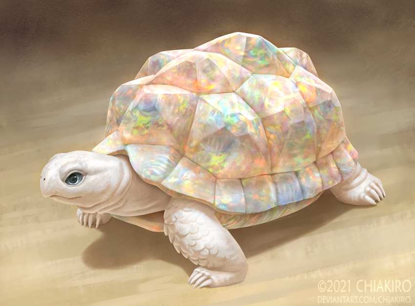 &copy; 2021 ambiguous_gender artist_name chiakiro claws feral iridescent quadruped reptile scalie shadow shell solo symbol text tortoise turtle url white_body