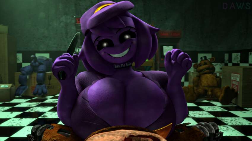 16:9 2020 3d_(artwork) 4k absurd_res animatronic anthro artist_name balls big_breasts bonnie_(fnaf) breast_play breast_squish breasts canid canine cleavage cleavage_overflow clothed clothing collar crossgender curvy_figure daws19 detailed_background digital_media_(artwork) dot_eyes eyelashes feet female fingers first_person_view five_nights_at_freddy's fox foxy_(fnaf) freddy_(fnaf) genitals group hair hat headgear headwear hi_res huge_breasts humanoid inside kneeling knife lagomorph leporid machine male male/female male_pov mammal mtf_crossgender penis purple_body purple_hair purple_man_(fnaf) purple_skin rabbit robot sex short_hair smile source_filmmaker squish teeth titfuck toes ursid video_games voluptuous white_eyes widescreen