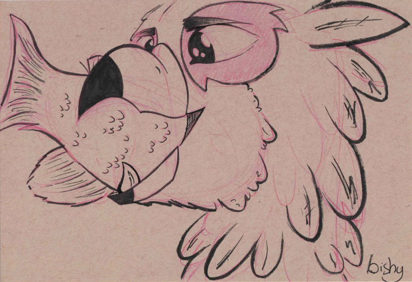 ambiguous_gender ambiguous_prey avian beak countershading duo eye_markings feathered_crest feathered_wings feathers feral feral_pred feral_prey fish flowbish gryphon head_crest hi_res larger_pred male male_pred marine markings mythological_avian mythology oral_vore paws saewin vore wings