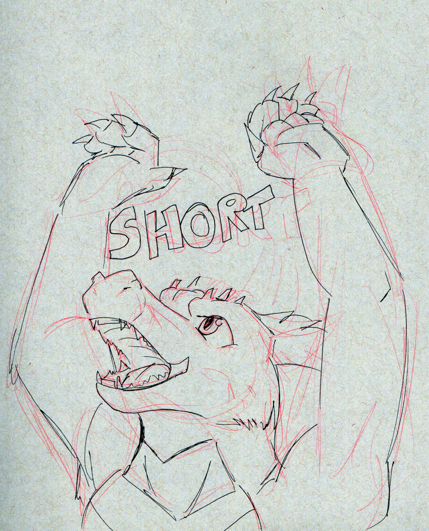 absurd_res anthro biped brown_body bryce_daeless claws countershading english_text green_eyes hi_res horn kobold male pupils slit_pupils solo tan_body text unknown_artist