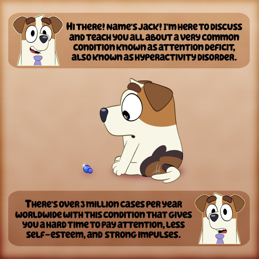 1:1 2021 anthro blueberry_(fruit) bluey_(series) canid canine canis dialogue digital_media_(artwork) domestic_dog educational english_text floppy_ears food fruit fur glistening glistening_eyes hi_res hunting_dog inklingbear_(artist) jack_(bluey) jack_russell_terrier looking_down male mammal multicolored_body multicolored_fur multiple_images necktie open_mouth plant sitting smile solo tail_motion tailwag terrier text