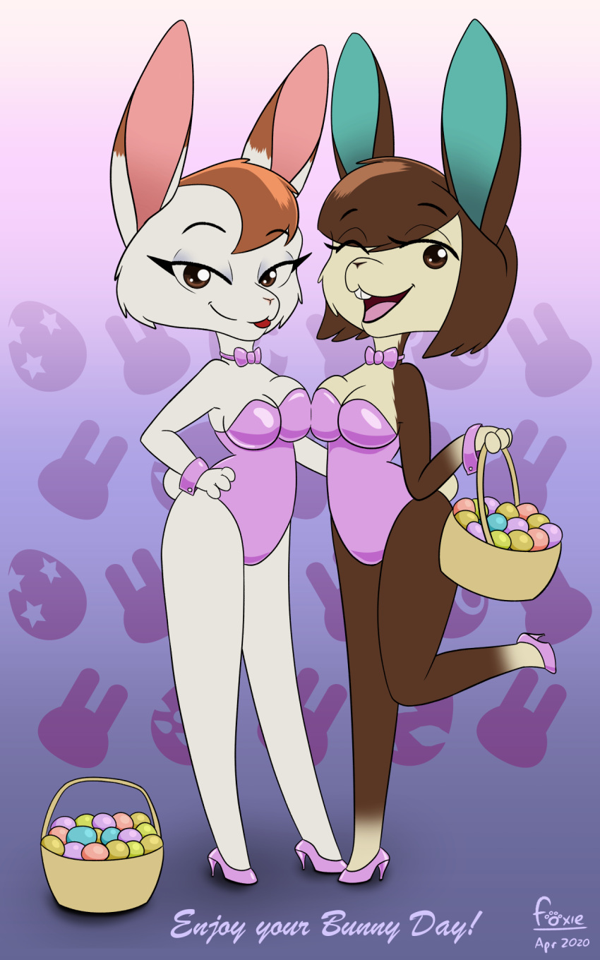 10:16 animal_crossing anthro basket carmen_(animal_crossing) container duo easter easter_basket easter_egg female foxyxxx hi_res holidays lagomorph leporid mammal nintendo rabbit tiffany_(animal_crossing) video_games