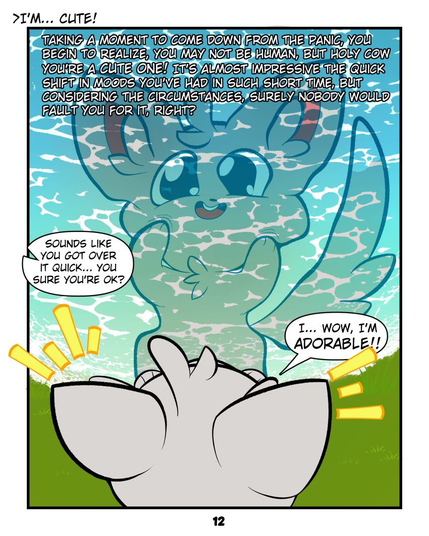 4:5 absurd_res comic cute_expression dialogue english_text glistening happy hi_res male minccino nintendo pok&eacute;mon pok&eacute;mon_(species) pok&eacute;mon_mystery_dungeon reflection robin_(rodent_powered) rodent_powered_(softestpuffss) semi-anthro softestpuffss solo speech_bubble squishing_cheeks text video_games water water_reflection