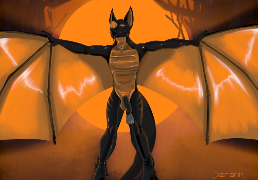 2021 absurd_res anthro balls bat_wings bdsm bdsm_suit biped bodily_fluids bodysuit bondage bound breathable_gag chiropteran clothing condom cum digital_media_(artwork) dizrahk_(artist) drooling encasement erection filled_condom gag genital_fluids genitals halloween_2021 hi_res holidays living_sex_toy male mammal membrane_(anatomy) membranous_wings oral penetration penile penis rahkshi rubber rubber_clothing rubber_suit saliva scalie sex sexual_barrier_device shaded skinsuit solo solo_focus spread_wings tight_clothing tubes wearing_condom wings