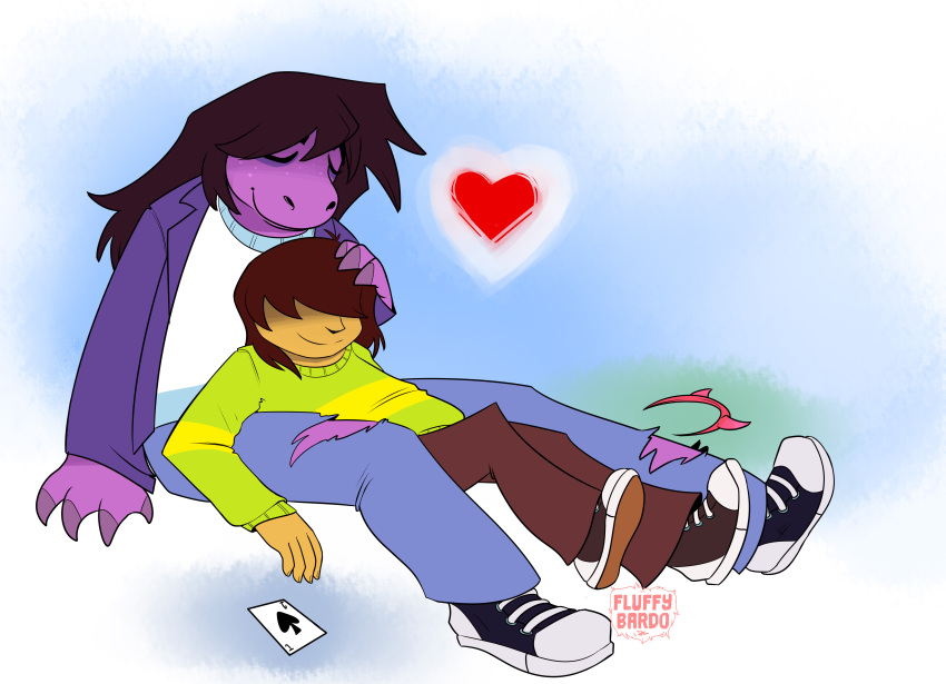 absurd_res clothing deltarune duo fluffybardo hi_res human kris_(deltarune) mammal monster susie_(deltarune) undertale_(series) video_games