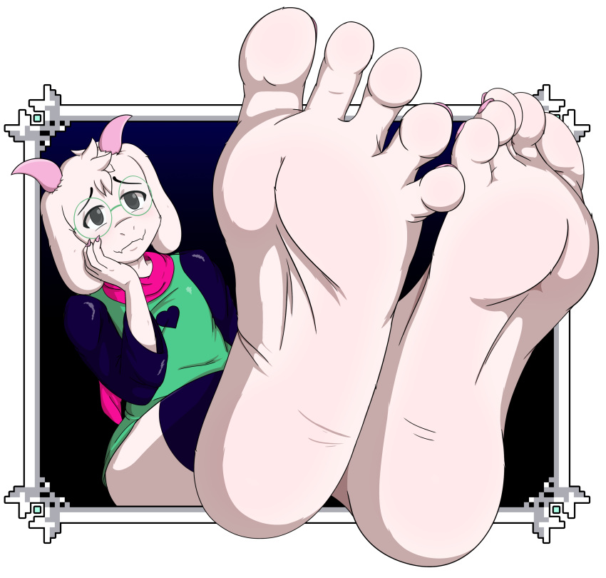 2021 5_fingers 5_toes absurd_res alpha_channel anthro barefoot big_feet biped blush body_blush border bovid caprine claws closed_smile clothing colored_nails deltarune digital_drawing_(artwork) digital_media_(artwork) eyebrows eyelashes eyewear feet fingers foot_blush foot_fetish foot_focus foreshortening fur girly glasses goat hand_on_cheek head_tuft hi_res horn humanoid_feet humanoid_hands leg_warmers legwear looking_at_feet male mammal nails no_shoes perspective pink_nails plantigrade ralsei scarf simple_background sitting smile soles solo spread_toes teasing thejestermime toenails toes transparent_border tuft undertale_(series) video_games white_body white_fur white_skin wrinkled_feet wrinkled_soles