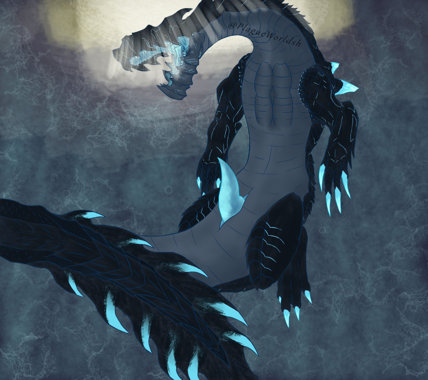 2021 absurd_res abyssal_lagiacrus bioluminescence bioluminescent_penis bioluminescent_tongue black_body capcom claws digital_drawing_(artwork) digital_media_(artwork) erection feral genitals glowing glowing_genitalia glowing_penis hi_res lagiacrus leviathan_(mh) male monster_hunter open_mouth penis plagueworldshield scalie signature solo tongue video_games