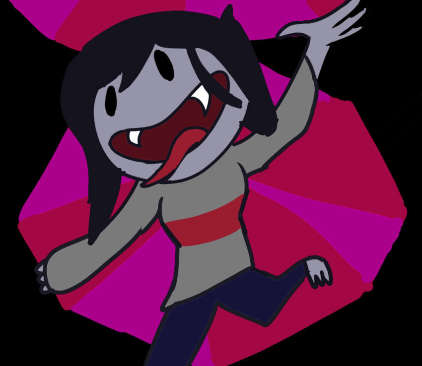 adventure_time anonymous_artist barefoot cartoon_network deltarune demon fangs feet female humanoid marceline_abadeer simple_background solo tongue tongue_out undead undertale_(series) vampire video_games