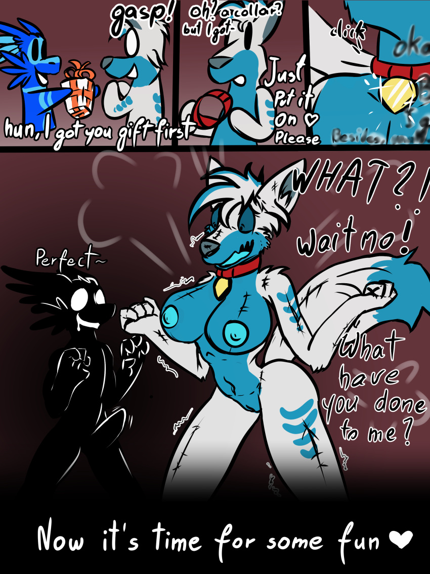 3:4 absurd_res animate_inanimate anthro anthro_to_inanimate big_breasts big_butt breasts butt canid canine canis collar comic domestic_dog dragon duo english_text erection explicitly_stated_nonconsent fairy_dragon female fluffy fluffy_tail forced forced_transformation frozen_the_husky gender_transformation gift hi_res husky imminent_rape imminent_sex inanimate_transformation living_plushie male male/female mammal mrtaw mtf_transformation mythological_creature mythological_scalie mythology nordic_sled_dog plushie plushification romantic romantic_couple scalie species_transformation spitz surprise tail tekko text transformation transformation_sequence wide_hips