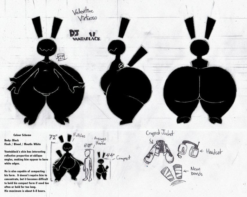 2019 alien ambiguous_gender anon anthro black_hole chart disc_jockey english_text girly goo_(disambiguation) goo_creature height_chart iskawhiskers lagomorph leporid male mammal model_sheet nude overweight rabbit size_difference slightly_chubby solo text thick_thighs toony vanta_black vantablack vantablack_fur void_monster ych_(character)