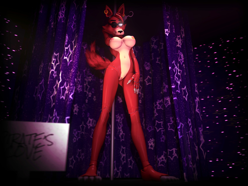 3d_(artwork) 4:3 alternate_form animatronic anthro barefoot big_breasts breasts canid canine claws crossgender dancing digital_media_(artwork) ear_piercing erect_nipples eye_patch eyewear facial_piercing falko3458 feet female finger_claws fingers five_nights_at_freddy's fox foxy_(fnaf) fur genital_piercing genitals glowing glowing_eyes hair hi_res hook hook_hand long_legs long_torso looking_at_viewer machine mammal mtf_crossgender navel nipple_piercing nipples nose_piercing nude piercing pole pussy pussy_piercing red_body red_fur red_hair red_tail robot slim small_waist soles solo source_filmmaker stage stripper_pole tattoo toe_claws toes video_games